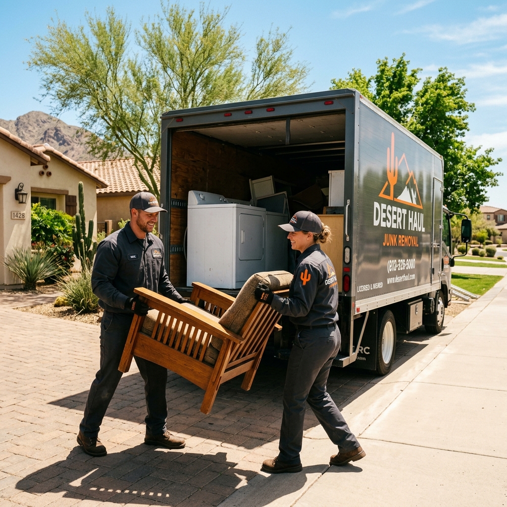 JJS junk removal crew loading truck — Mesa AZ